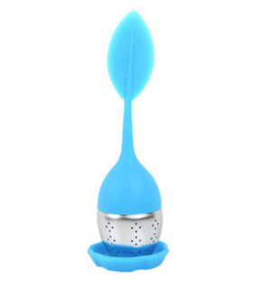 Open image in slideshow, blue  tearapy leaf silicone tea infuser with stainless steel strainer
